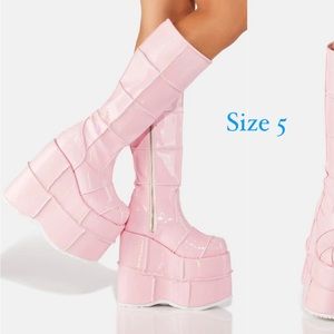 Demonia Baby Pink Platform Boots
